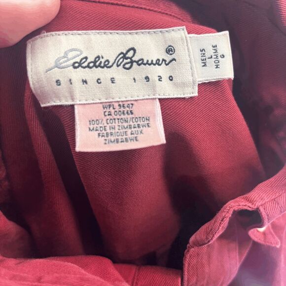 Eddie Bauer Denim Shirt Mens Medium Red Button Down Long Sleeve Vintage Outdoor - Picture 4 of 4